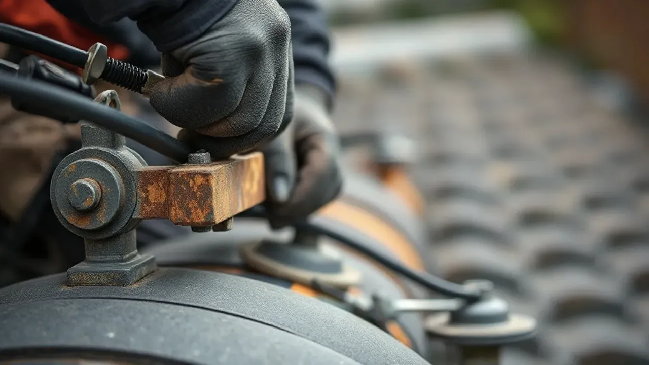 Equipment used for Notting Hill stucco-terrace roofing, photographed close up